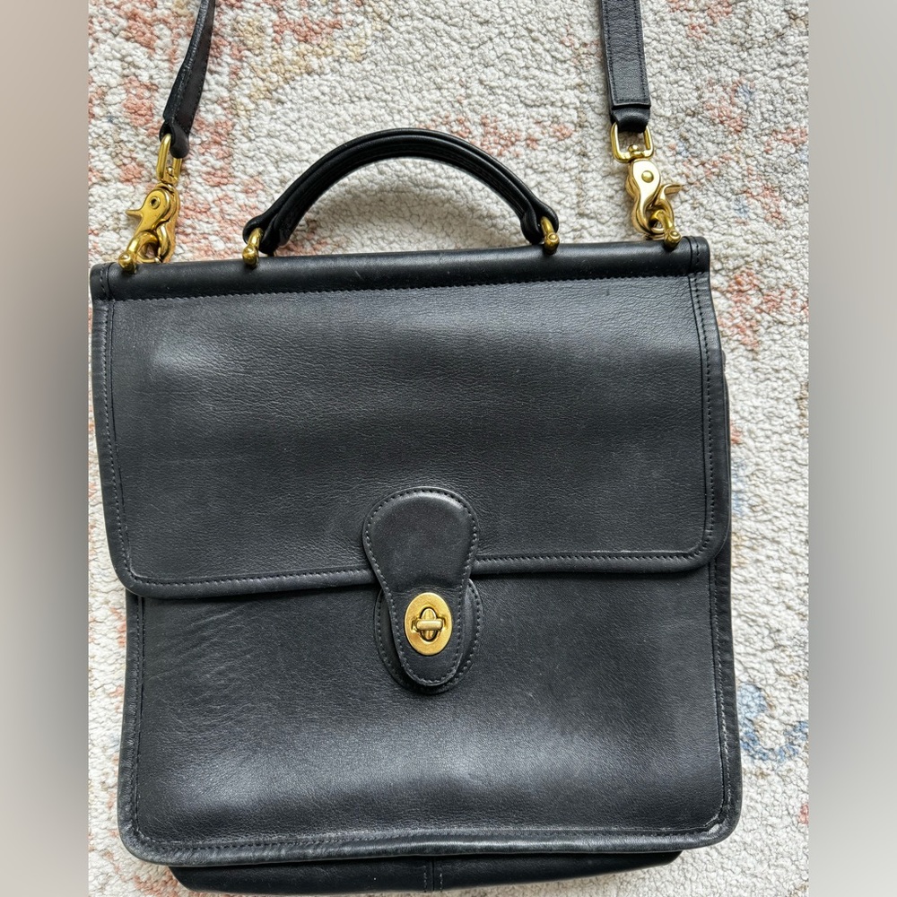 VINTAGE COACH WILLIS SATCHEL - BLACK LEATHER